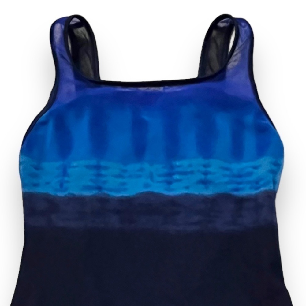 VTG 90s JAG Swimsuit One Piece Navy Mesh Lined Cut Out Back Shelf Bra Size10 - Picture 4 of 11